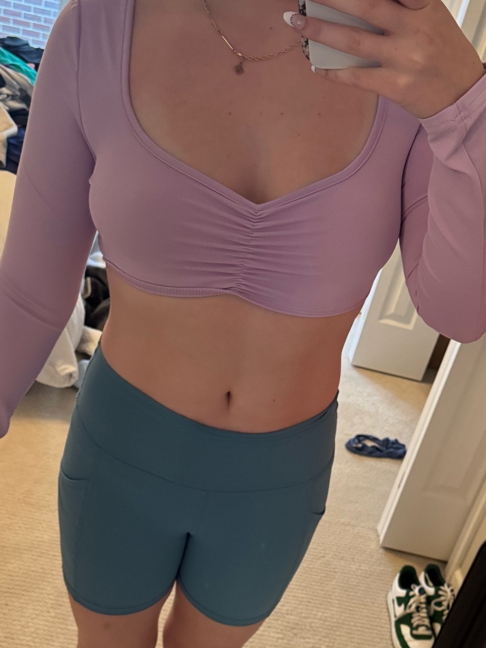 SHEIN Lilac Long Sleeve Crop Top